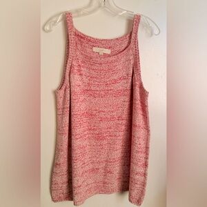 Used Loft size XL red and white sweater tank.